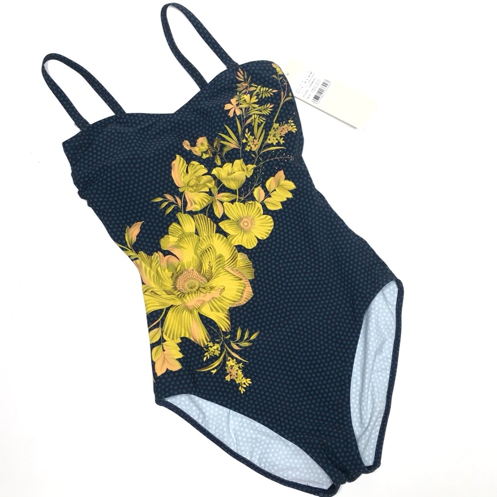 💢 GOTTEX 💢 navy gold one piece swim bathing suite 🛑 USA 6